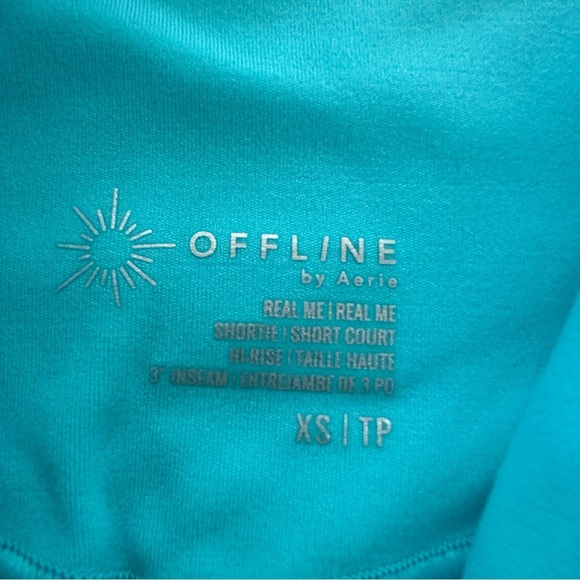 NWT Offline Aerie XS Turquoise Real Me Hi Rise Shortie Shorts New 3” Inseam - Picture 3 of 4